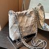 Bolsa de Corrente Estilo Balde Design de Nicho de Alta Qualidade Bolsa Pequena Feminina 2024 Nova de Verão Prata Moda Bolsa Transversal