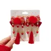 Grampo de Cabelo Vermelho de Ano Novo para Meninas, Presilha de Cabelo Infantil Fofa Estilo Antigo, Acessório de Cabeça Festivo de Ano Novo, Grampo de Cabelo com Atmosfera Alegre, Acessório de Cabelo