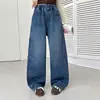 Pantalones de Jean de Pierna Ancha para Niñas Otoño 2026 Nuevo Estilo Estudiantes de Escuela Primaria y Secundaria Pantalones Sueltos Elegantes para Niñas Primavera Otoño