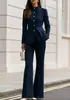 Novedad Otoño/Invierno 2026 Estilo Elegante Traje Pequeño Estilo Chanel Conjunto de Dos Piezas Cuello Alto Botones Dorados Corte Ajustado Pantalones de Micro Campana