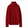 Suéter de cachemira 100% pura para mujer, cuello alto, otoño e invierno, holgado, informal, grueso, camisa de punto