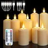 Luz de Vela Electrónica LED Modelo Recargable con Forma de Columna Romana para Fiestas en Casas de Vacaciones con Control Remoto y Funciones Regulables, Juego de 3/4/6/9 Piezas