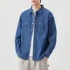 Danbaoni Primavera Nova Camisa Jeans de Algodão Puro Masculina Manga Longa Workwear Americano Retrô Lavada Camisa de Luxo Leve