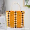 Bolso de mano de plástico tejido a mano, bolso de viaje de plástico para mujer, bolso cuadrado pequeño de plástico tejido a mano, bolso de playa hecho a mano