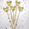 Tarjeta de decoración para pastel superficie brillante PU estrella brillante corazón Corona corazón de melocotón estrella de cinco puntas 1 paquete 5