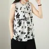 2026 Novo Estilo de Verão Colete Floral Sem Mangas Solto e Moderno Camisa de Chiffon Versátil Top Feminino