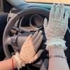 Guantes de encaje para mujer, finos, transpirables, de malla, con estampado de leopardo, para conducir, protección solar, para cubrir cicatrices, etiqueta de verano