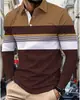 Camisa POLO Casual de Manga Larga para Hombre Cross Europe Estampado 3D Camisa de Golf Otoño/Invierno Top con Cuello