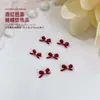 Accesorios para Uñas con Lazo Rojo Vino Lazo Rojo Oscuro de Zapato de Ballet con Perlas Aleación de Uñas Accesorios de Diamante