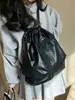 Mochila Transparente Plateada con Cordón de Nuevo Diseño de Nicho para Verano Versátil de Gran Capacidad Simple Casual Diaria