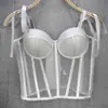 Chica Dulce Francesa con Especias Llevando Tirantes Camisola sin Tirantes para Mujer Ropa Interior Base Top Ajustado Sexy con Ballenas en la Cintura