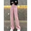 Nuevos pantalones blancos casuales de estilo chino para mujer, pantalones de verano de pierna ancha, cintura alta, pantalones rectos holgados, pantalones de charol con caída