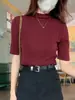 Nueva Camiseta de Manga Media para Mujer 2026 Otoño/Invierno, Cuello Alto, Estilizante, Color Sólido, Estilo Juvenil para Usar en Capas