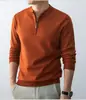 Suéter de malha masculino com zíper, gola redonda semi-alta, manga longa, top versátil, polo, confortável e moderno, disponível para atacado
