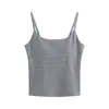 Nova Camisola Versátil de Gola U Listrada com Bojo, Roupa Externa e Interna Feminina, Top Base de Manga Curta Slim-Fit