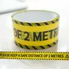 Fita de aviso com logo de marcação de decoração, cor de fundo amarelo, letras pretas, rolo grande, largura 4,8 cm, comprimento 25 metros