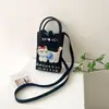 Bolso pequeño portátil de verano 2024, nuevo y popular bolso cruzado de punto para teléfono móvil.