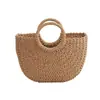 Bolso de Mano Tejido de Paja Estilo Francés, Bolso Tote Tejido Estilo Ins, Bolso Versátil de Playa para Verano, Bolso de Vacaciones en la Costa Estilo Mori