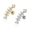 Novo Modelo Transfronteiriço: 1 Peça de Aço Inoxidável + Cobre Zircônia Incrustada Tarraxa de Osso da Orelha, Joia de Piercing Rosqueada de Lua e Flor de Ameixa, Em Estoque