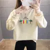 Sudadera Fina Estilo Coreano Otoño 2025 para Mujer Tendencia Estudiante Estampada Mezcla de Algodón Top Cuello Redondo Talla Grande Ropa de Mujer Comercio Transfronterizo