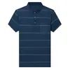 Camiseta de manga corta con solapa de verano para hombre, informal de negocios, bolsillo real, atuendo de papá, polo a rayas para mediana edad, top