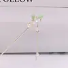 Nuevo estilo chino capullo de flor borla de perla pasador accesorios para vestido cara de caballo pasador estilo antiguo accesorios para el cabello de aleación simple tocado versátil