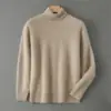 Suéter de Cuello Alto 100% Lana Pura para Hombre, Suéter de Manga Larga Otoño e Invierno, Suéter Holgado de Cachemira, Capa Base Tejida Engrosada para Jóvenes