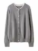 Cárdigan de lana con cuello redondo, chaqueta tejida, suéter para mujer 2026 Nuevo Delgado Holgado Estilo Primavera Suéter Exterior Corto
