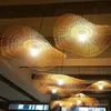 Lámpara Colgante Tejida de Bambú Estilo Japonés Única Creativa con Forma de Sombrero de Paja para Casa de Té, Hotel Interior, Restaurante, Sala de Estar, Accesorio de Iluminación para Vestíbulo