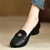 Zapatos planos retro de tacón grueso y punta redonda estilo francés para mujer, nueva colección otoño 2026, mocasines sin cordones