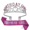 Nueva corona de letras de cristal europea y americana para cumpleañeras, diadema de aleación a la moda para cumpleañeras, traje para cumpleañeras