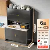Estante de cocina de pie multicapa, gabinete para horno de microondas, aparador multifuncional de acero al carbono, encimera de losa de roca, gabinete