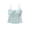 Conjunto de Verão Listrado Estilo Puro Desejo Não Monótono para Mulheres Estilo Novo da Ins com Bojo Embutido Camisola + Calça de Cintura Alta Slim