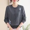 Cárdigan de Punto Fino con Cuello Redondo para Mujeres de Mediana Edad y Mayores, Abrigo Multicolor Holgado para Primavera y Otoño, Top Holgado Elegante