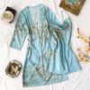 Pijama Transfronterizo Denilyn Estampado Seda de Hielo Camisón con Tirantes Primavera y Otoño Conjunto de Ropa de Casa Casual y a la Moda de Dos Piezas