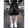 Shorts largos de verão estilo americano com bolsos grandes, lavados, com aspecto desgastado, para homens, shorts de trabalho vintage de corte folgado
