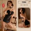 Lencería Sexy Cheongsam Bordado Flor de Ciruelo Uniforme Tentación Ropa Libre Pasión Deseo Puro Pecho Pequeño Abertura Pijama Bata