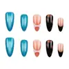 Popular Europeu e Americano Azul Lago Marrom Rosa Manicure Estampa de Leopardo Estiloso Tendência Estilo Francês Unhas Usáveis 24 Peças Adesivos de Unha