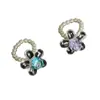 Anillo de Flor de Vidrio Versátil Estilo Coreano Azul-Morado Cristal Perla Optimizada Anillo Elástico para Dedo Índice Transparente Sensación Fresca