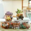 Maceta de Suculentas Pintada a Mano Coreana Arte Nueva Maceta de Flores para Suculentas Pintada a Mano Mediana Creativa Maceta para Plantas Verdes Gres Transpirable Mayoreo