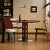 Mesa Redonda de Comedor Delifon Retro Francesa Pizarra Negra Pura Mesa Redonda de Comedor Berg Mesa de Comedor Sólida Simple de Madera Mesa de Comedor Bauhaus