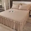 Saia de cama 100% algodão estilo princesa, peça única, algodão puro, novo modelo 2025, cobrindo a barra inferior, cobre-leito com borda de saia, protetor de colchão para verão