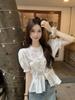 Foto Real de Camisa Blanca de Diseño Simple para Mujer Verano Francesa Cintura Entallada Camisa de Manga Corta 64407