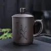 Caneca de Chá para Escritório de Areia Roxa Mineral Original com Gravação, Caneca de Água Grande Personalizada com Tampa, Xícara de Chá, Caneca de Cerâmica, Personalizada