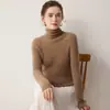 Suéter de cachemira para mujer, 100% cachemira pura, prenda de alta calidad, cuello alto, corte ajustado, suéter de punto, top base ajustado