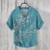 Camisa Polo Masculina Casual de Verão com Estampa 3D Transfronteiriça Europeia e Americana Gato Fofo Onda Grande Decote V Pulôver de 3 Botões Manga Curta