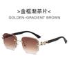 Gafas de Sol Poligonales Recortadas Sin Montura de Leopardo Gafas de Sol Retro Europeas y Americanas para Conducir Moda Protección UV