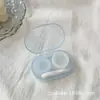 Ins Randy Cor Simples Cor Transparente Caixa Compacta para Lentes de Contato Caixa Companheira Caixa de Cuidados para Lentes de Contato Caixa Mo Xiao