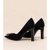 Elegante Profissional Preto Trabalho Sapatos de Salto Grosso 2024 Novos Sapatos de Salto Alto Pontiagudo Strass de Alta Qualidade para Mulheres