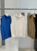 Colete regata gola alta minimalista KEKEZOON para mulheres, caimento justo, top de tricô para sobreposição de outono, moderno 9162